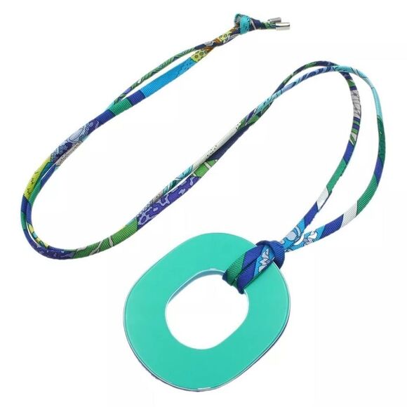 HERMES ISTHME Pigment Lacquer Silk Cord Necklace Pendant - Picture 3 of 10